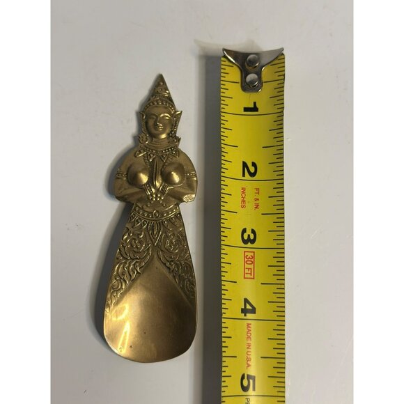 VTG 90s Solid Brass Thai Goddess Shoe Horn 4.5" | Ornate Decorative Boot Tool - Picture 5 of 5